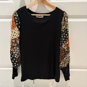 Haples Black Floral Sleeve Women's Tunic